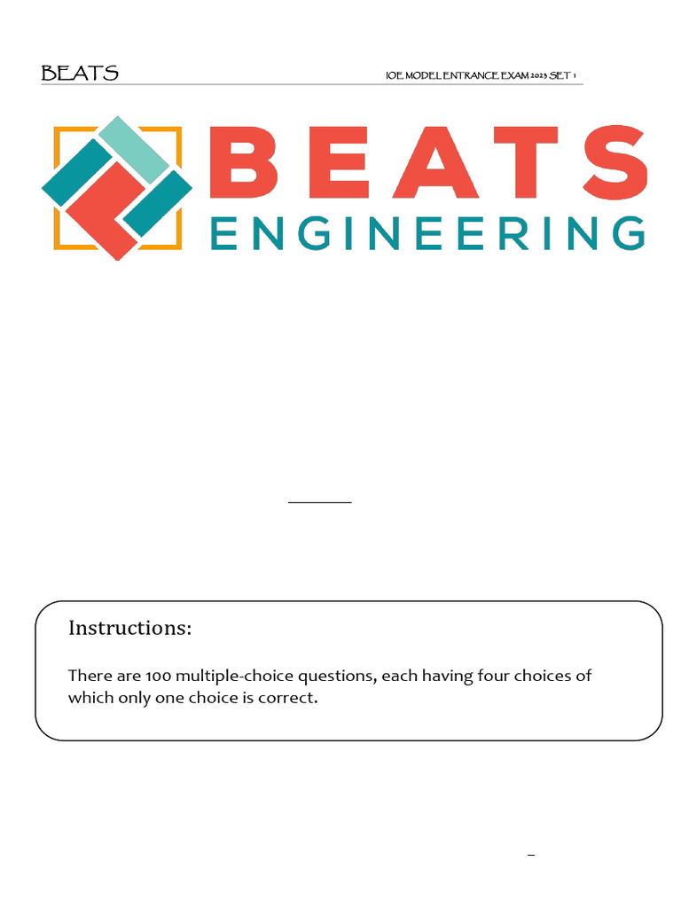 IOE SET 1 Questions 2023 | PDF | Mathematical Physics | Mathematical ...