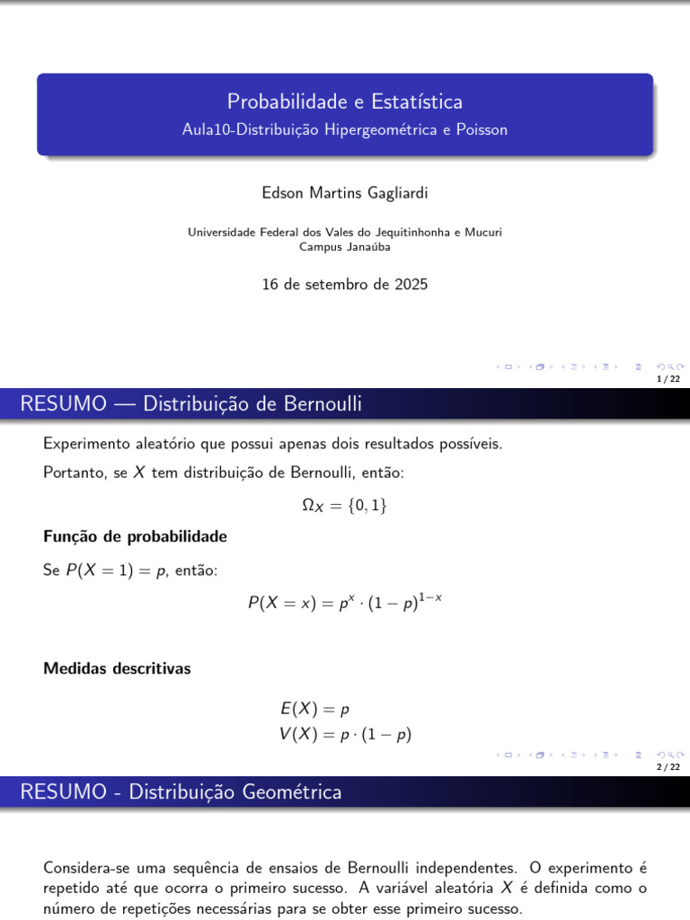 Distribuições de Probabilidade: Hipergeométrica e Poisson | PDF ...