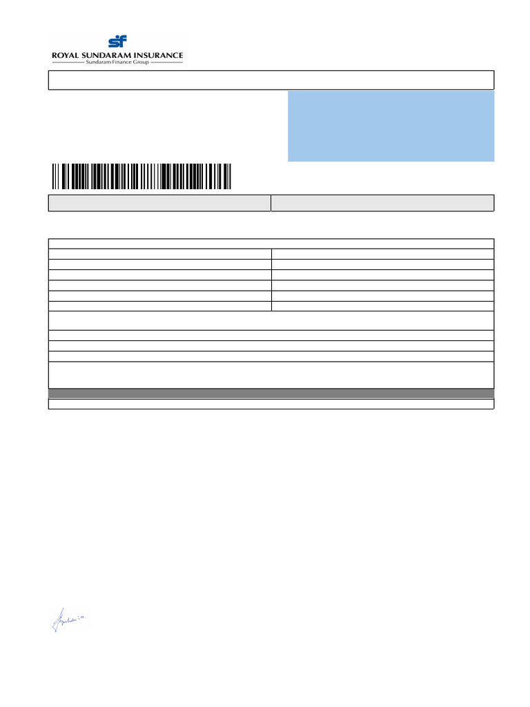 Royal Sundaram Vehicle Insurance Certificate | PDF | Insurance | Deductible