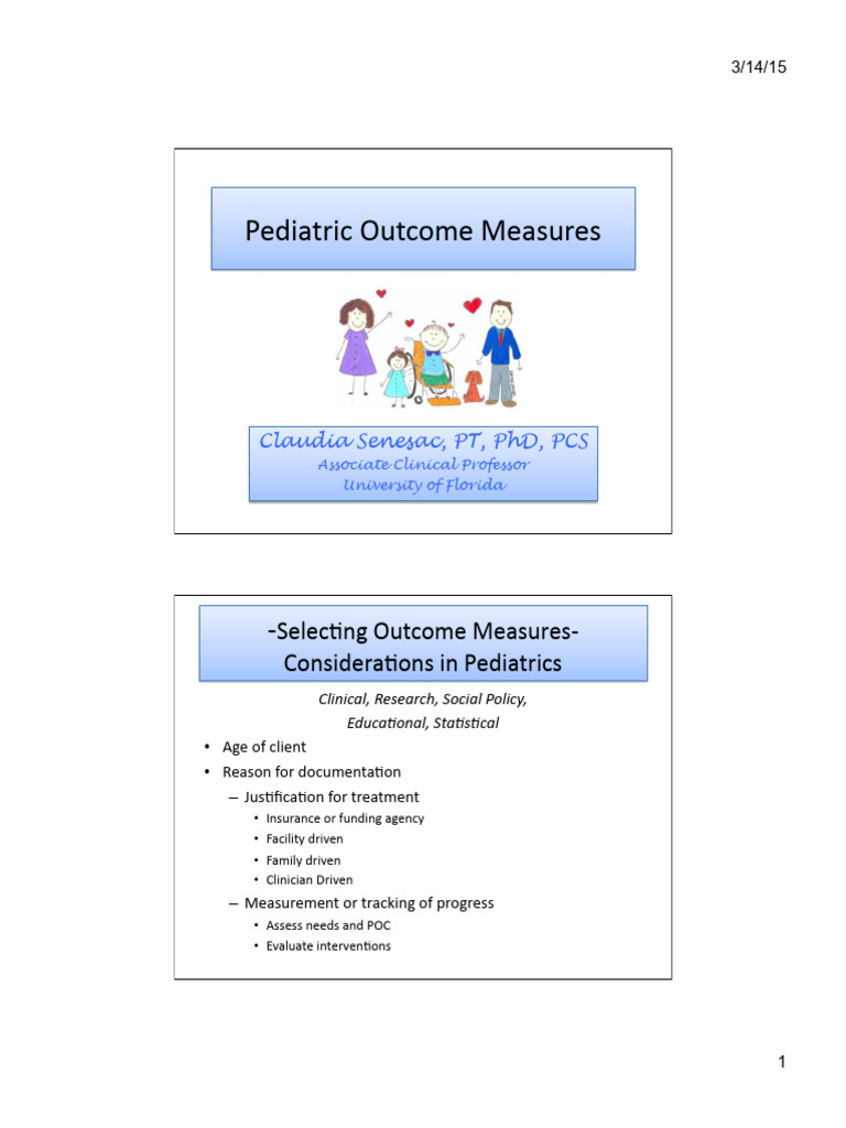 Pediatric Outcome Measures Overview | PDF