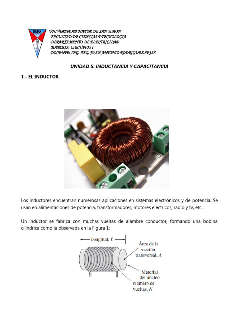 Inductancia y Capacitación en Circuitos I | PDF | Inductor | Inductancia