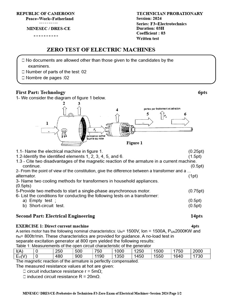 Zero Test of Electrical Machines 2024 | PDF | Electric Generator ...