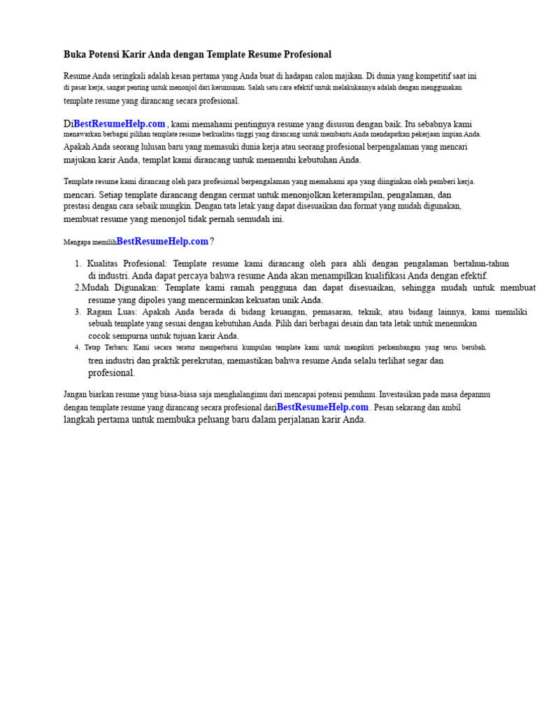 Template Resume Profesional untuk Karir | PDF