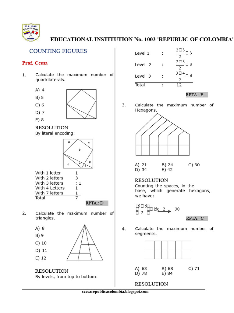 Solved Problems of Counting Figures CR56 Ccesa007 | PDF | Elementary ...