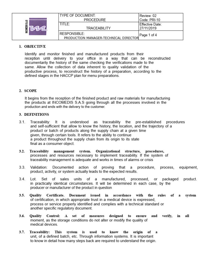 Product Traceability Procedure Guide | PDF | Medical Device | Business