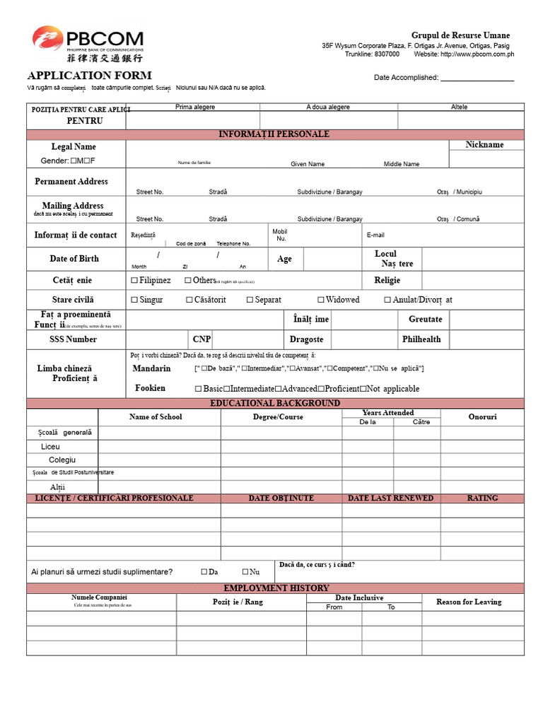 Formular de Aplicație PBCOM | PDF