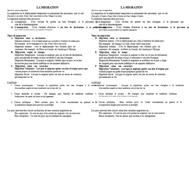 Comprendre la migration : types et causes | PDF | Migration humaine ...