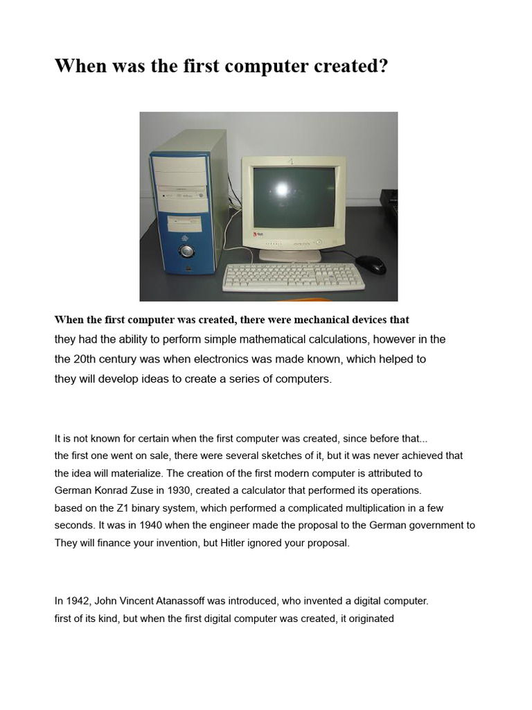History of the First Computer | PDF | Microcomputers | Computing