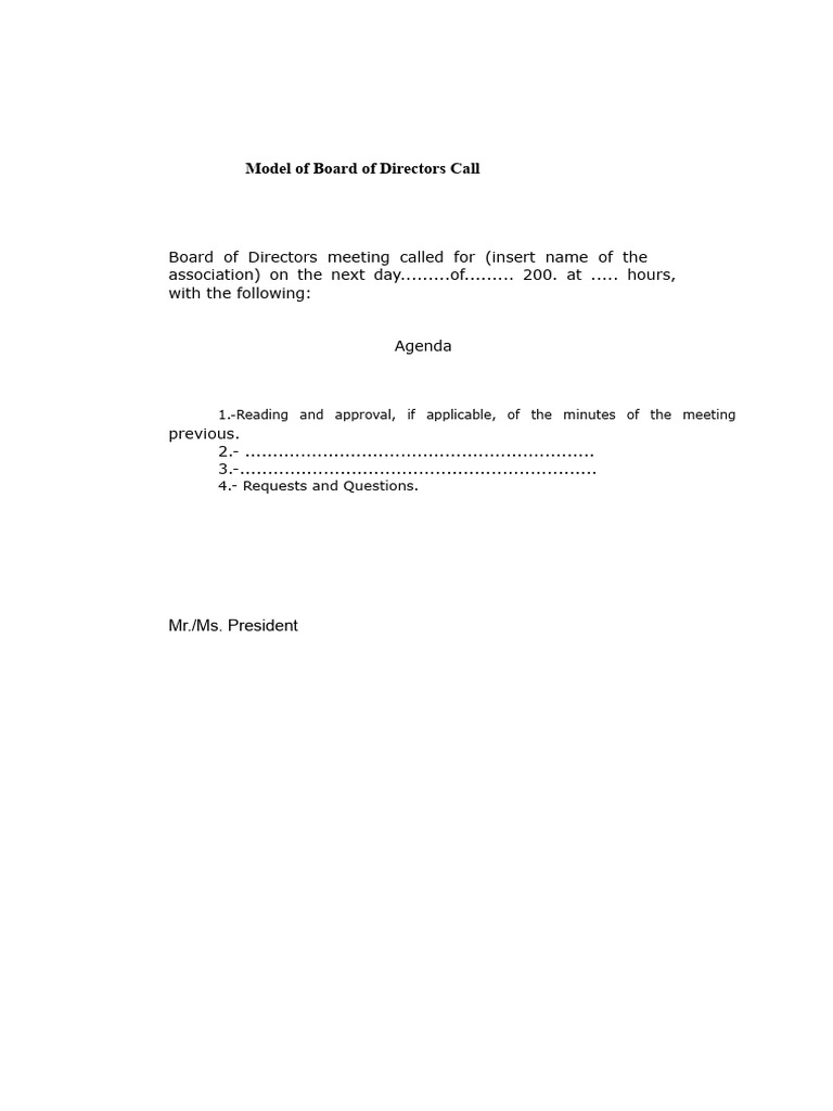 Call Board of Directors | PDF