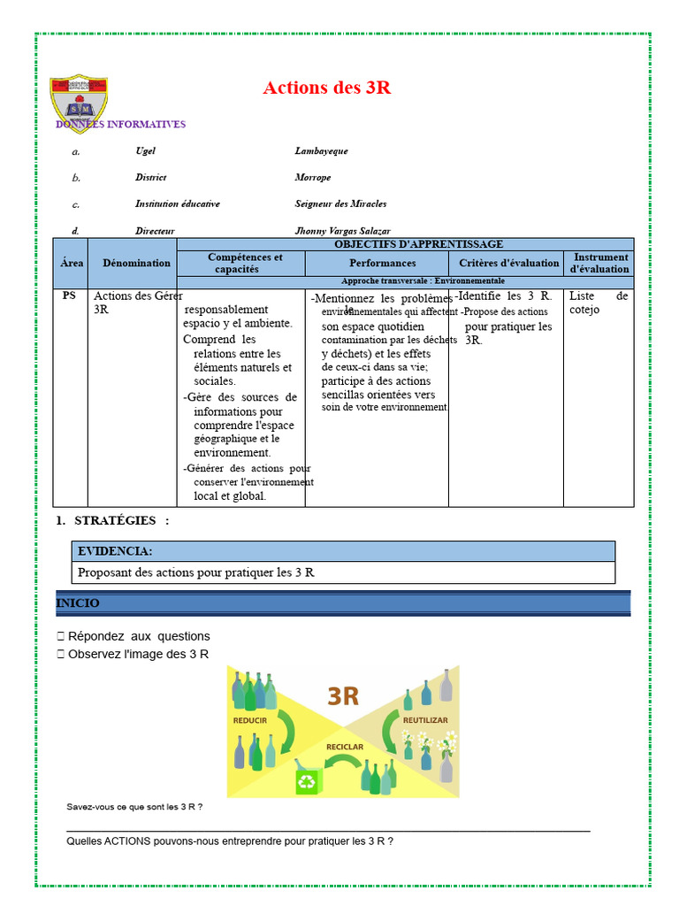 Actions pratiques pour les 3R en classe | PDF | Environnement naturel ...