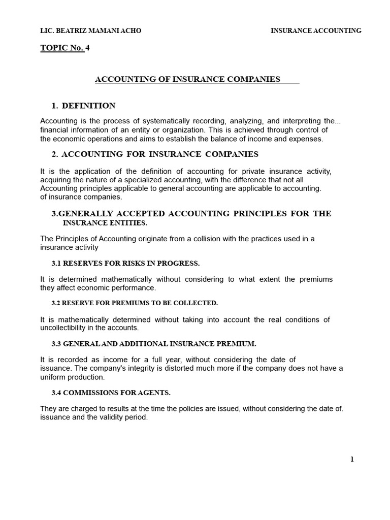 Topic No. 4 Accounting of Insurance Companies | PDF | Reinsurance ...