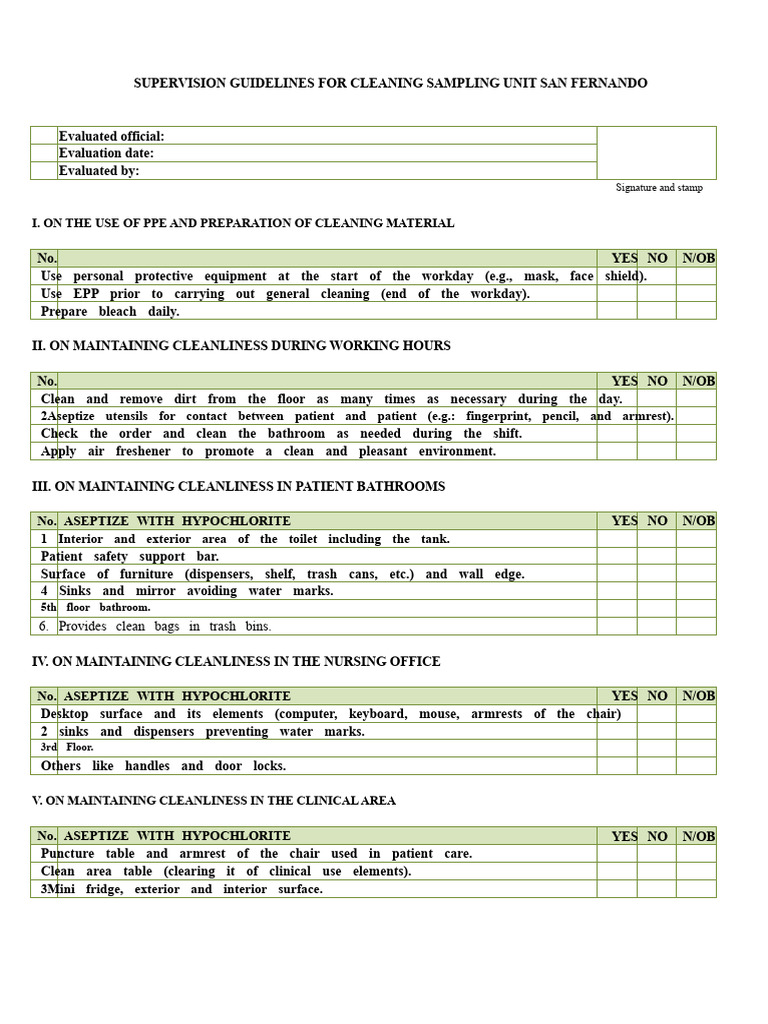 Cleaning Supervision Guidelines SF | PDF | Personal Protective Equipment