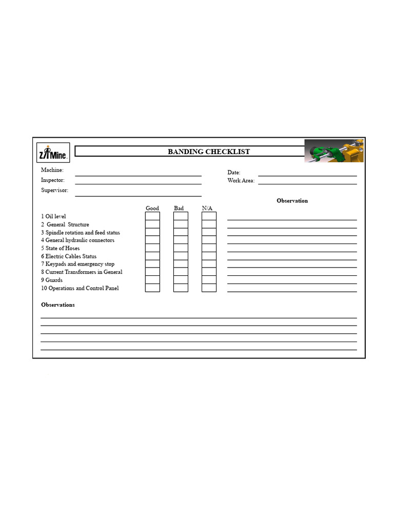 Banding Machine Inspection Checklist | PDF