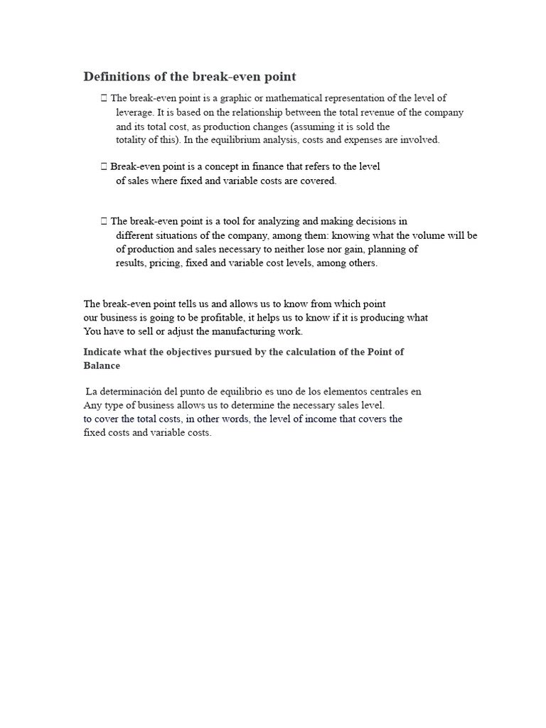Understanding the Break-Even Point | PDF | Economic Equilibrium ...