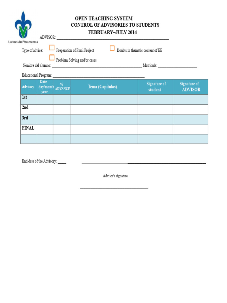 Student Advisory Control Document | PDF