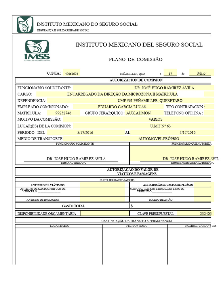 3 Formatos de Viáticos Branco | PDF | Economias
