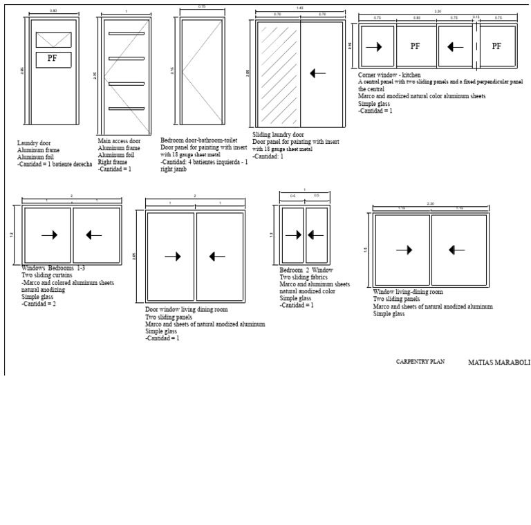 Carpentry Plan for Windows and Doors | PDF | Door | Window