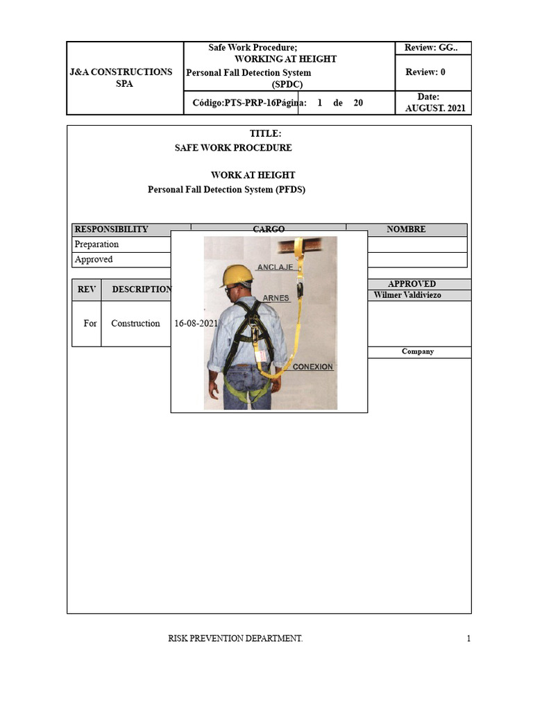 WORK AT HEIGHT (Personal Fall Arrest System (PFAS) ) | PDF ...