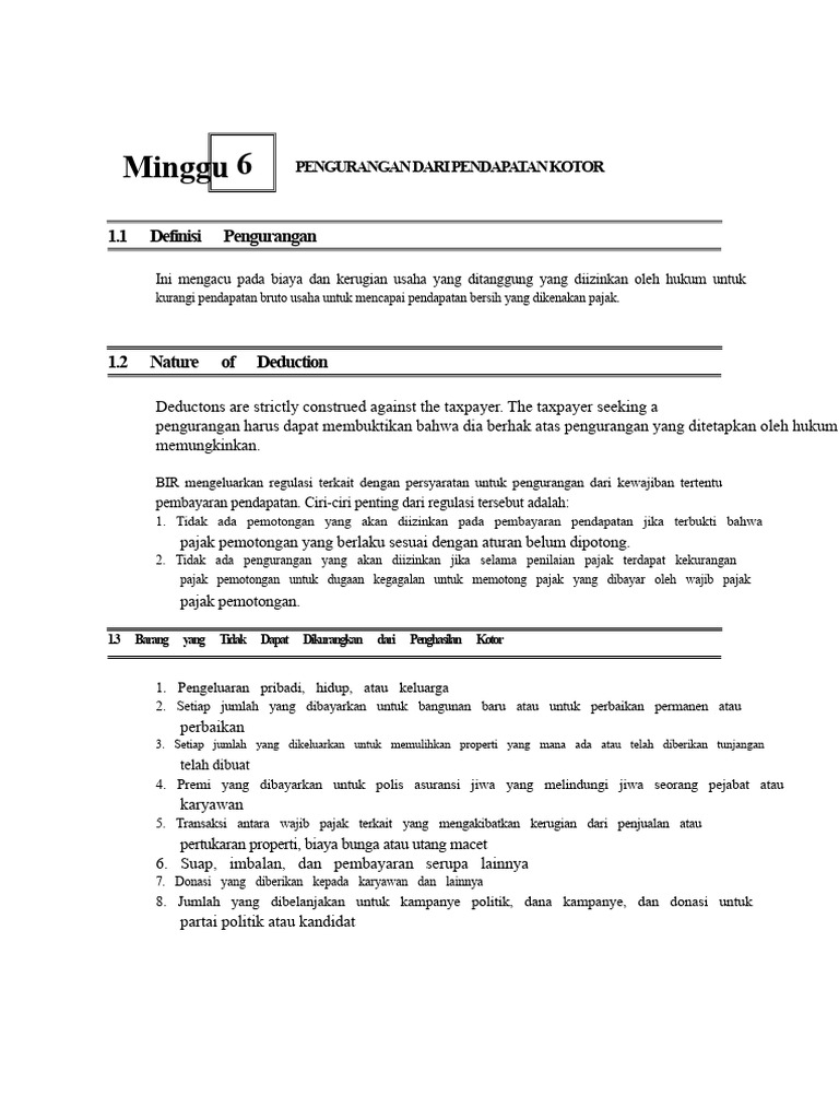 Panduan Pengurangan Pendapatan Kotor | PDF