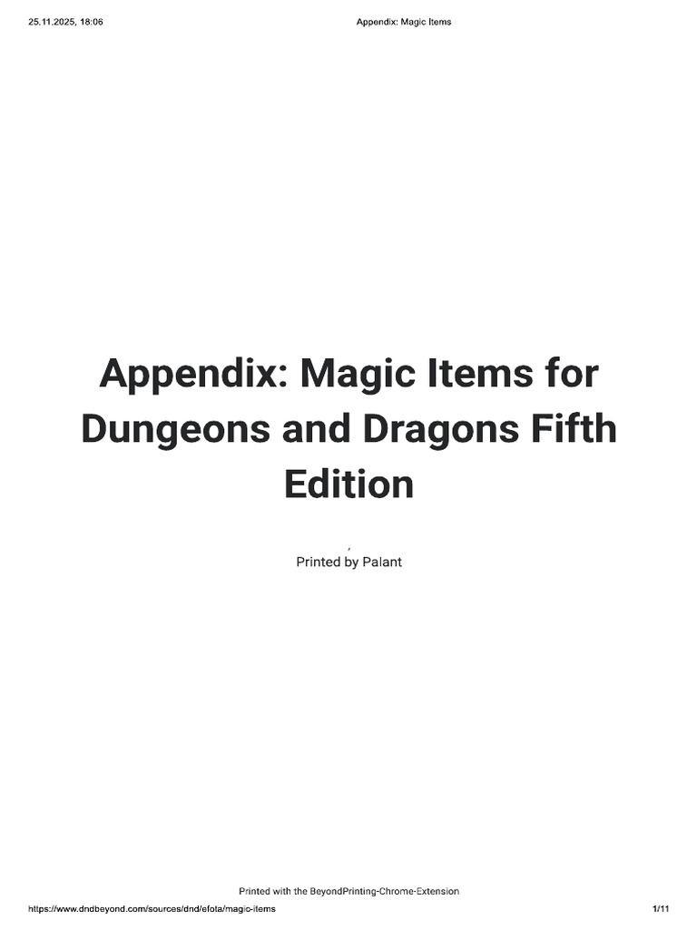 Appendix - Magic Items | PDF