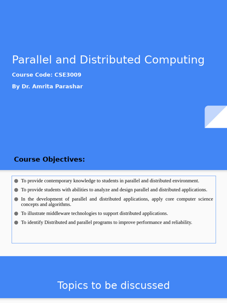 Parallel and Distributed Computing Course | PDF | Parallel Computing ...