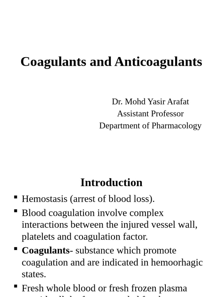 Coagulants and Anticoagulants Overview | PDF | Coagulation | Bleeding