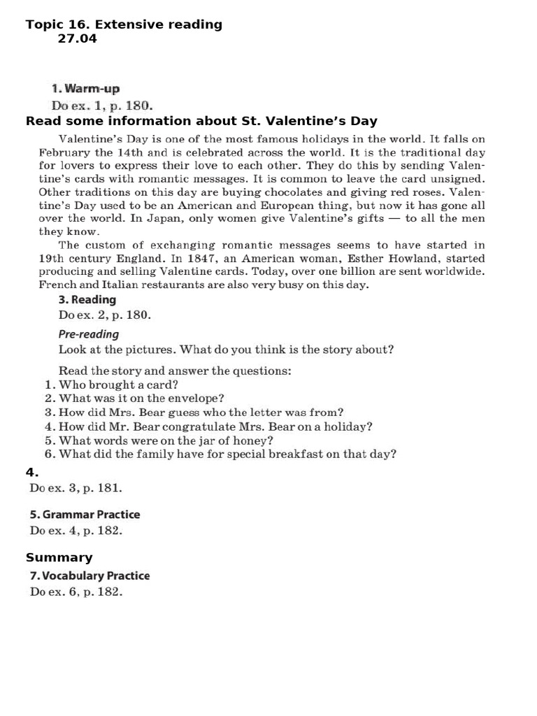 Extensive Reading and School Topics | PDF