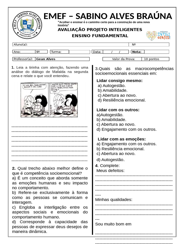 Avaliação de Competências Socioemocionais | PDF | Empatia | Emoções