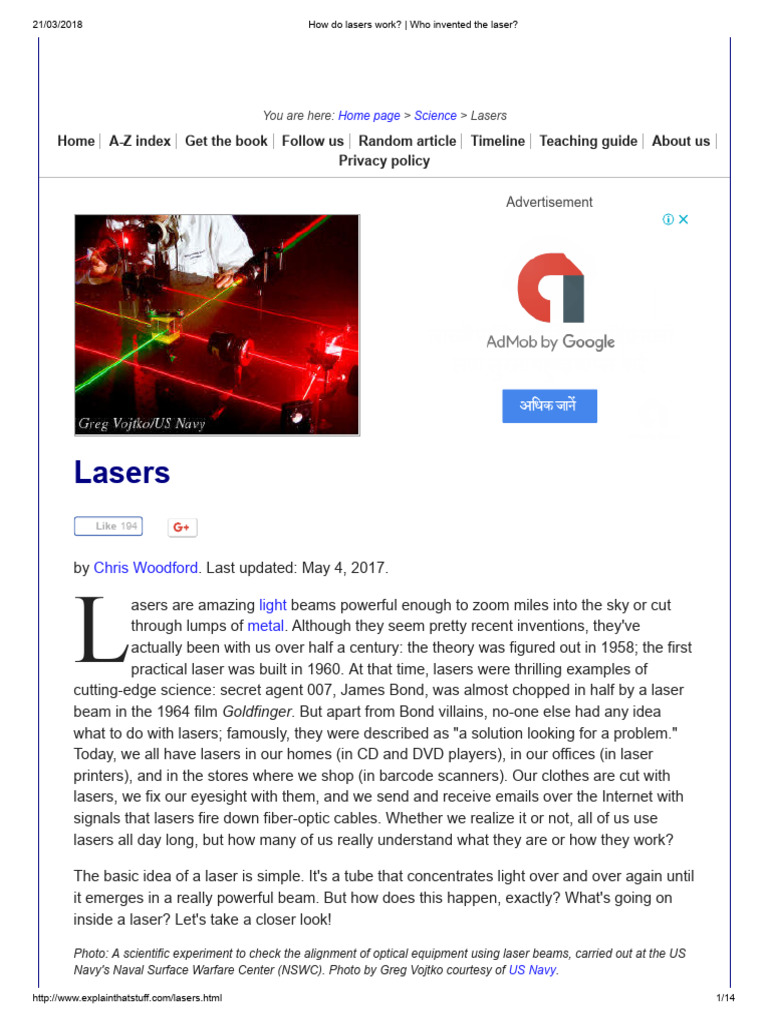 How Lasers Work Explained | PDF | Laser | Emission Spectrum