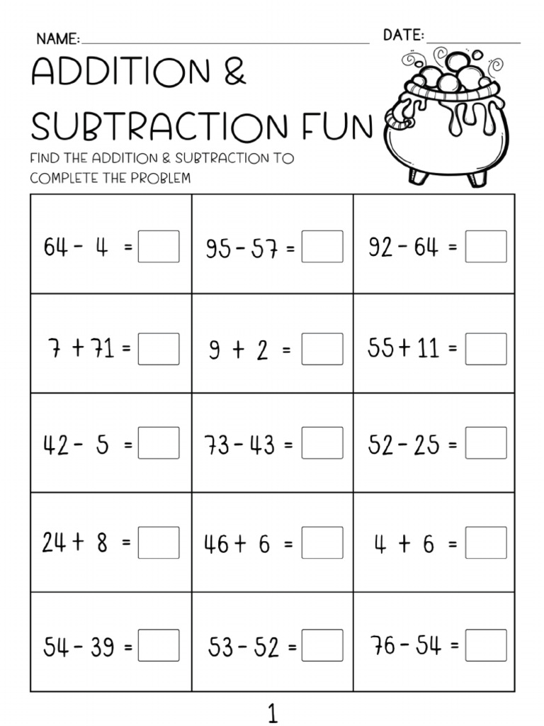 Addition and Subtraction Practice Worksheets | PDF