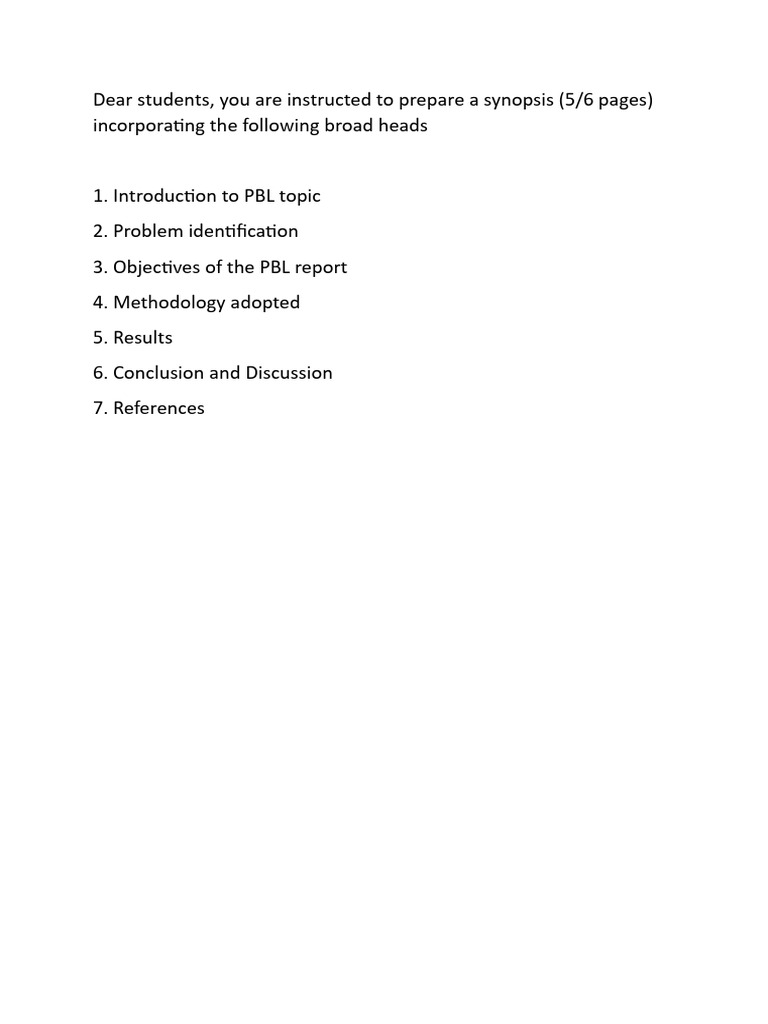 PBL Report Synopsis Guidelines | PDF