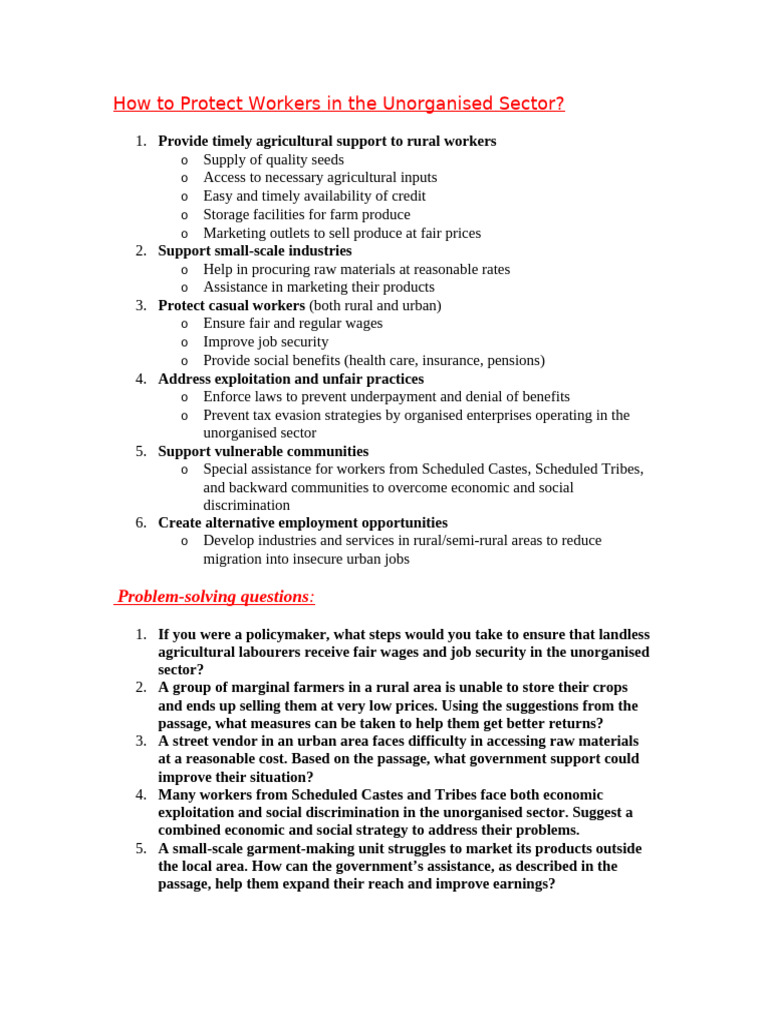 Protecting Workers in the Unorganised Sector | PDF