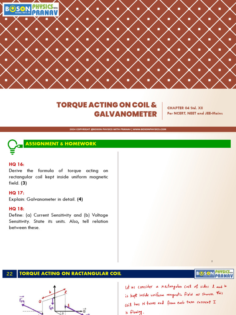 06 - Torque On Coil With Galavanometer | PDF | Torque | Physical Phenomena