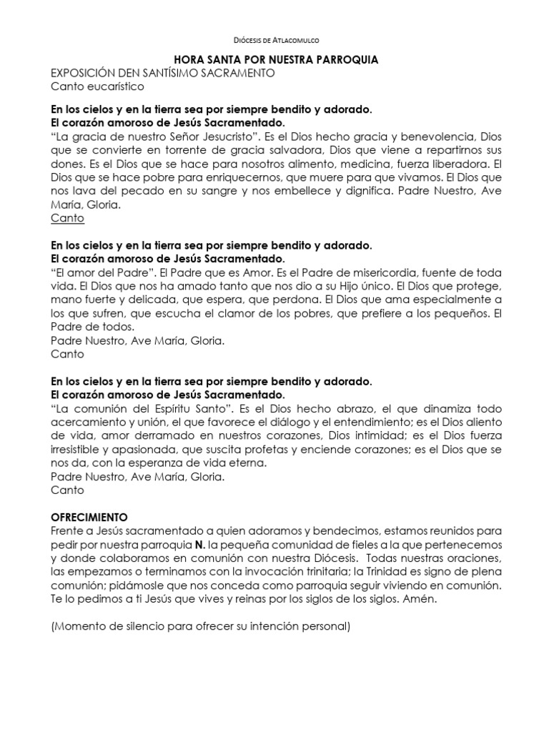 Hora Santa en la Diócesis de Atlacomulco | PDF | eucaristía | orador ...