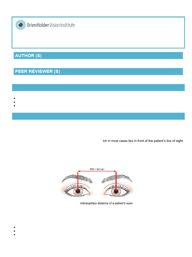 Interpupillary Distance Measurement Guide | PDF | Optometry | Facial ...