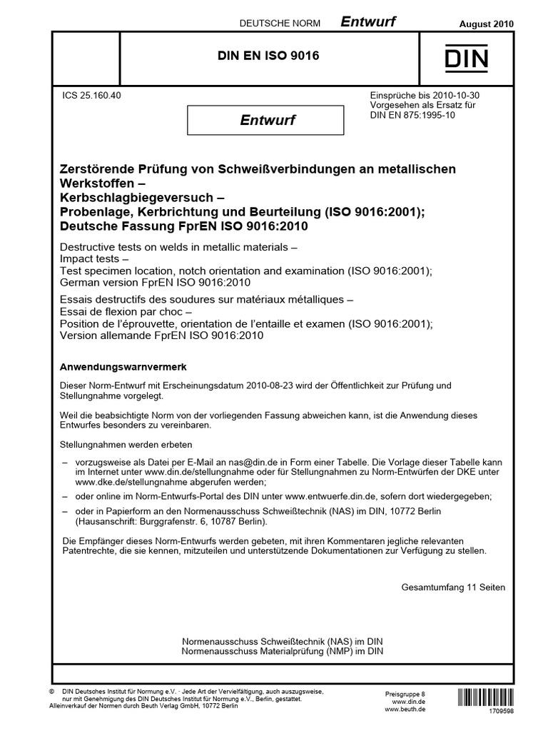 Din en Iso 9016 - 2010 | PDF