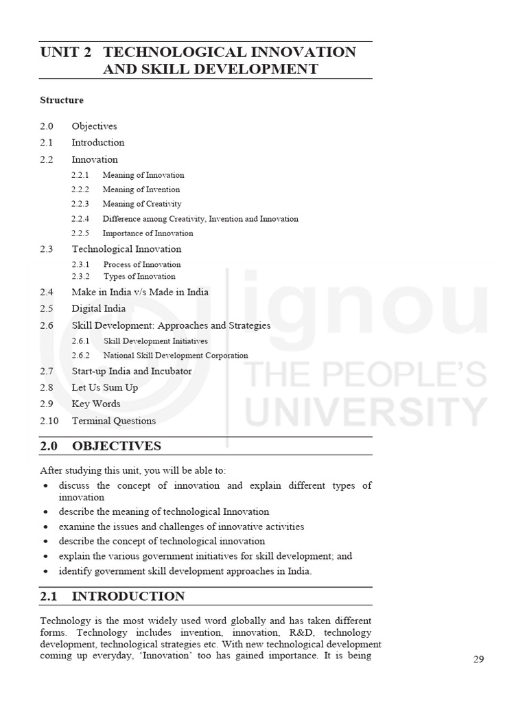 Technological Innovation & Skill Development | PDF | Innovation ...