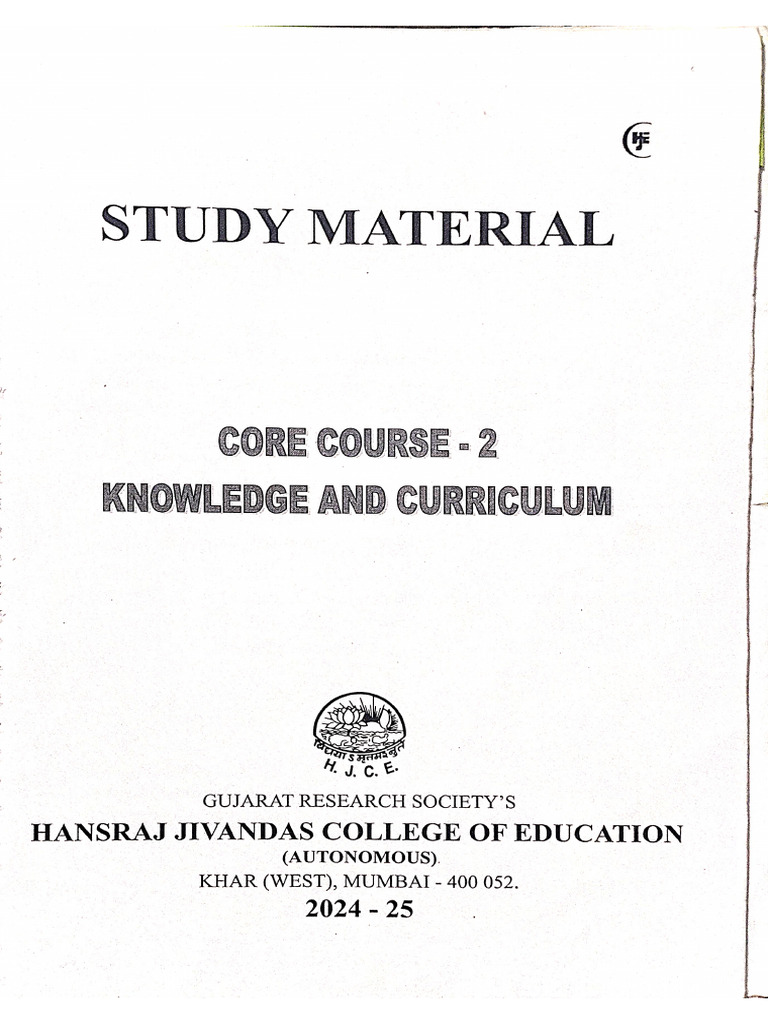 Knowledge and Curriculum Cc2 | PDF