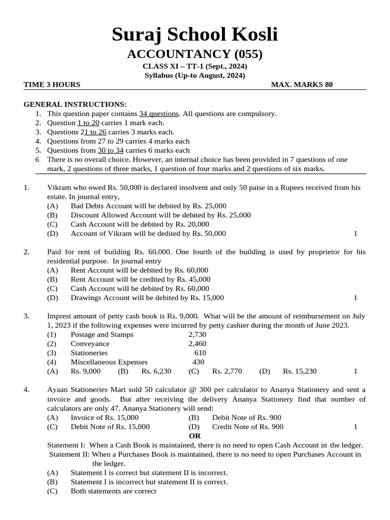Class XI Accountancy Syllabus 2024 | PDF | Debits And Credits | Business