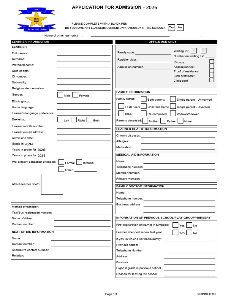 2024 School Admission Application Form | PDF | Indemnity | Mail