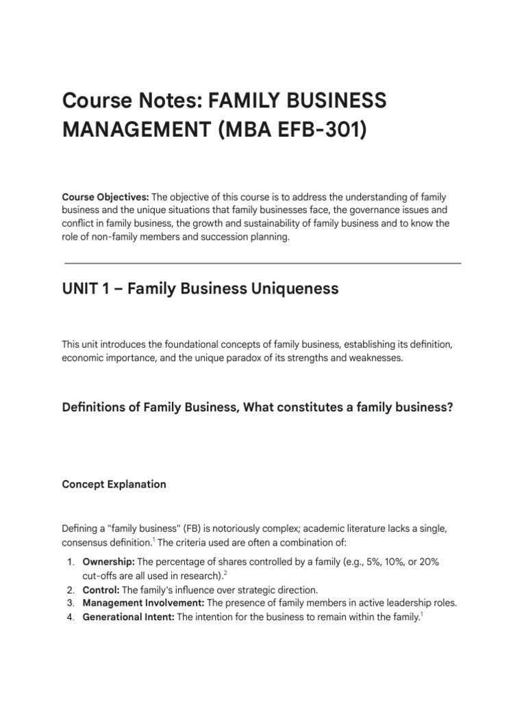 MBA Family Business Management Notes | PDF | Emotional Intelligence ...