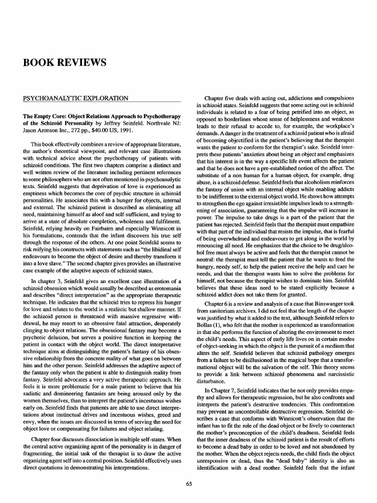 Psychotherapy for Schizoid Personality | PDF | Psychotherapy | Object ...
