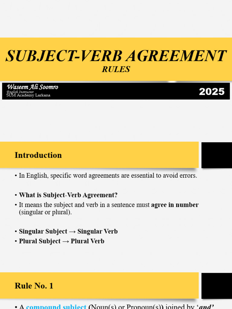 Subject-Verb Agreement Rules Guide | PDF | Grammatical Number | Plural