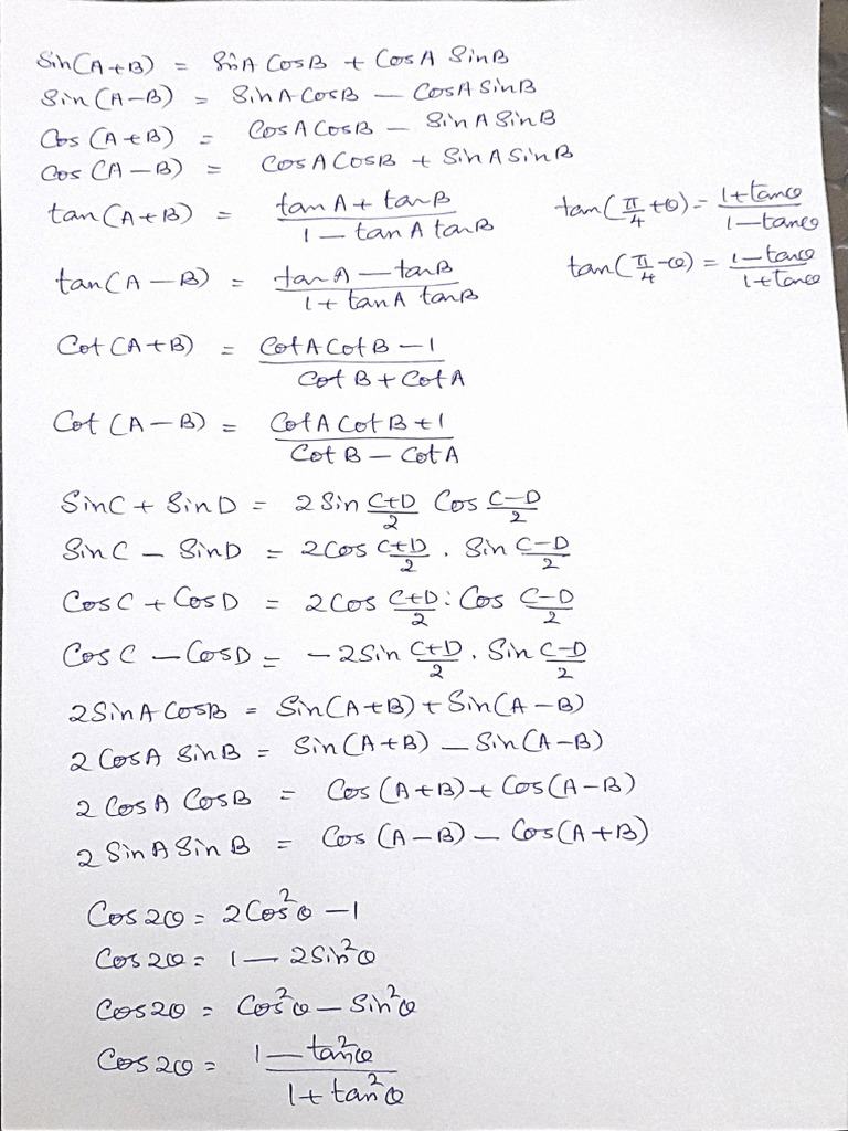 Trigonometry Formulas | PDF