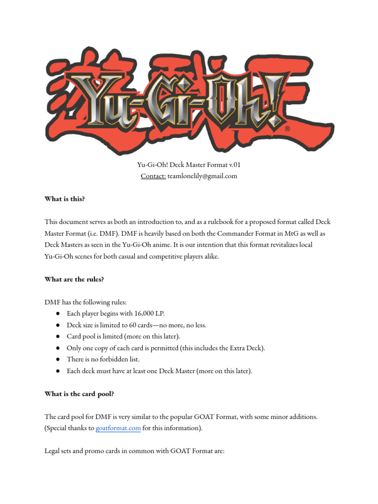 yugioh deck master rules Yu-Gi-Oh Duel balance with hand traps and openers Yu-Gi-Oh! Deck Master Format Guide