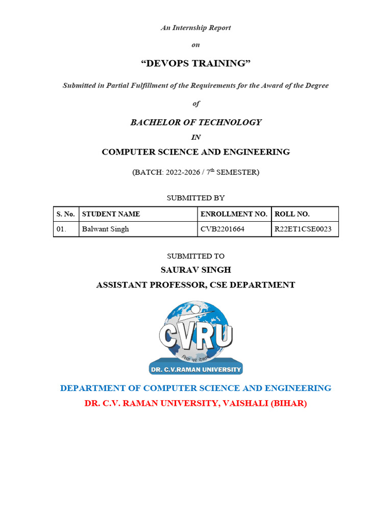 DevOps Internship Report Summary | PDF | Cloud Computing | Computing