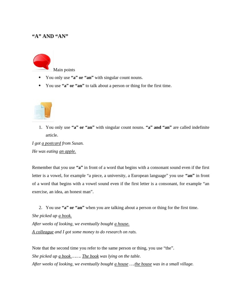 Lesson 3 A or An | PDF | Verb | Noun