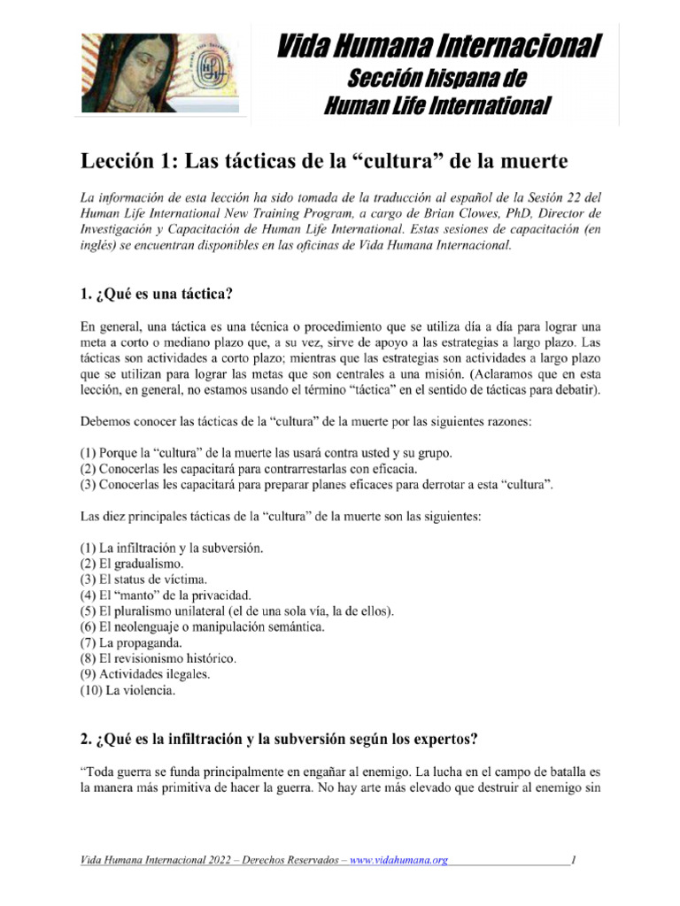 01 - Las Tácticas de La Cultura de La Muerte | PDF