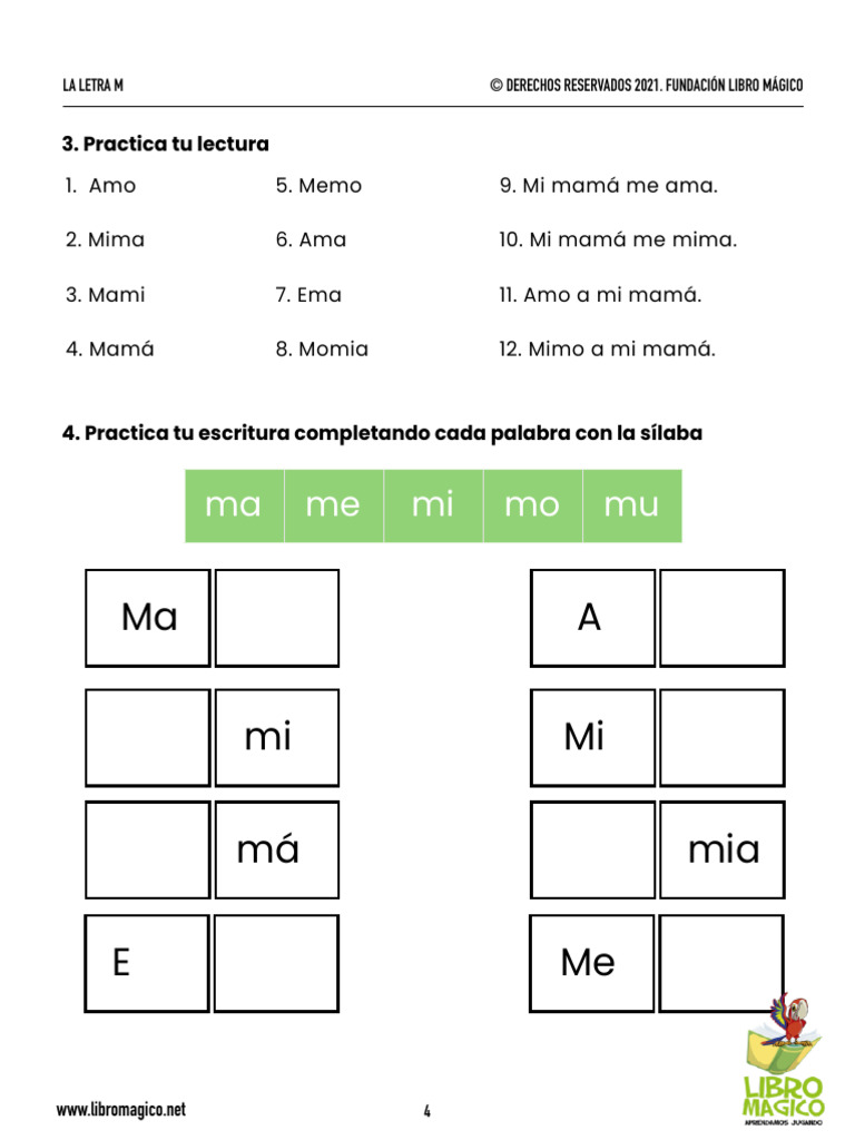 Actividades de Lectura y Escritura con M | PDF