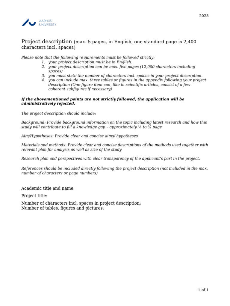 2025 Project Description Guidelines | PDF